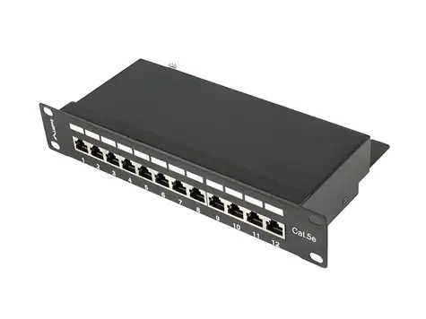 Lanberg 10" FTP 1U černá / Patch panel / 12 portů / kat. 5E / stíněný