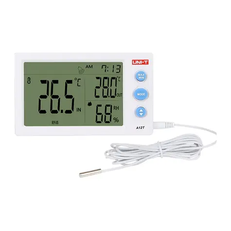 UNI-T A12T / Měřič teploty a vlhkosti / 4,5" LCD / externí sonda