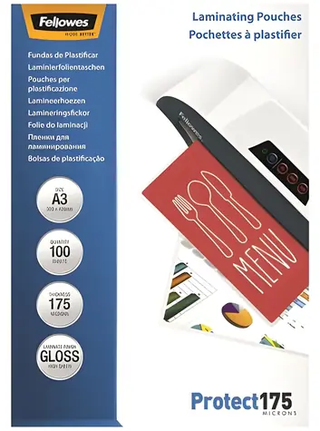 Fellowes Laminovací fólie A3 lesklá 175 mic / Laminovací fólie / 100 ks