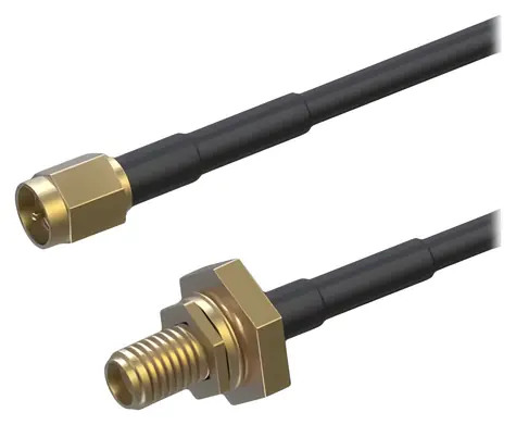 Teltonika SMA prodlužovací kabel s průchodkou 2 m / Anténní kabel / SMA(M) - SMA(F) / RG174 / černá