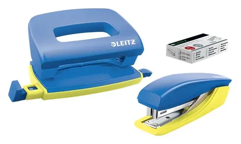 Leitz UrbanChic Set mini sešívačky a děrovačky modrá / Set mini sešívačky a děrovačky