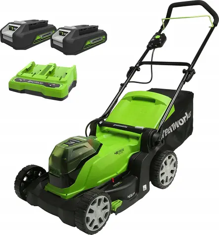 Greenworks G24X2LM41K2 / Aku sekačka na trávu / 2x24V / 2x2.0Ah / záběr 41 cm