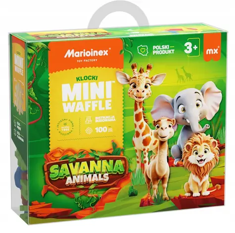 MARIOINEX Stavebnice Mini Waffle Zvířata savany / 100 dílků