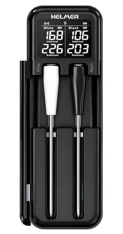HELMER TM 28 černá / Kuchyňský teploměr / 2 sondy / LCD displej / Bluetooth / -10 až 100 °C
