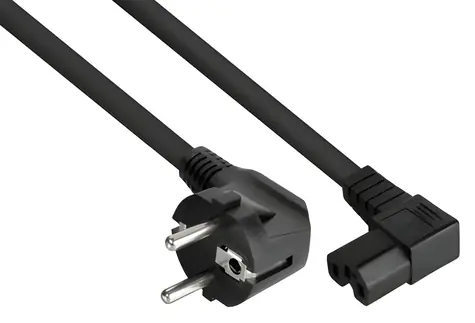 Kabelmeister napájecí kabel vidlice E+F - IEC C15 lomený černý 1m / Napájecí kabel / CEE 7/7 - C15 / 1,5 mm2 / 10A