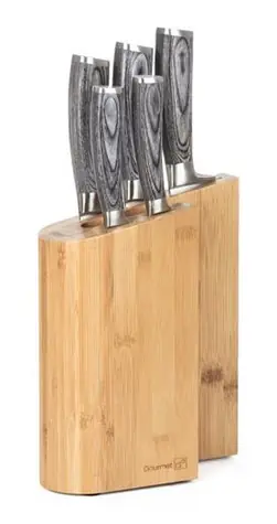 G21 Gourmet Rock / Sada nožů / 5 ks / bambusový blok