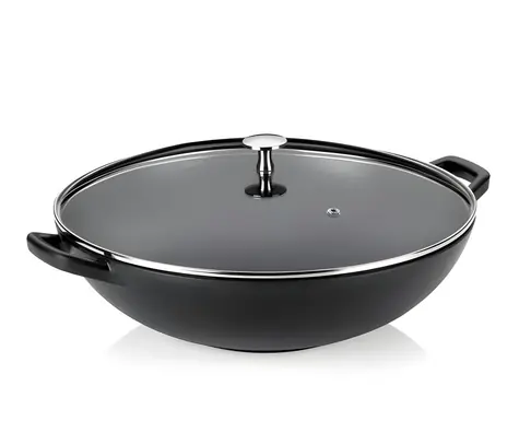 KELA Wok Calido 36 cm černá / Pánev / litinová / s poklicí