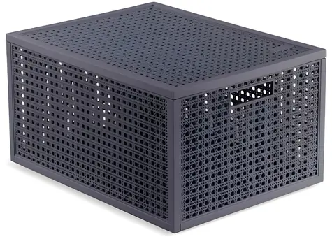 Curver Kaya M tmavě šedá / Úložný koš s víkem / 20 l / 37,6 x 30 x 20,7 cm