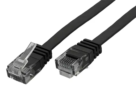 OEM Patch kabel UTP Cat.6 plochý černý / Patch kabel / 7 m / AWG 32