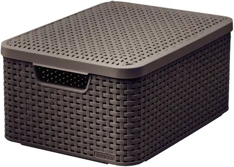 Curver RATTAN Style2 M tmavě hnědá / Úložný box s víkem / 18 l