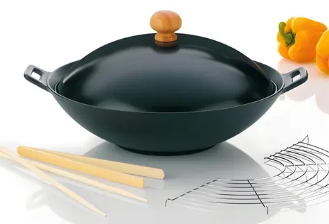 KELA Wok pánev litinová 36 cm / Wok / Litina / 5 ks příslušenství