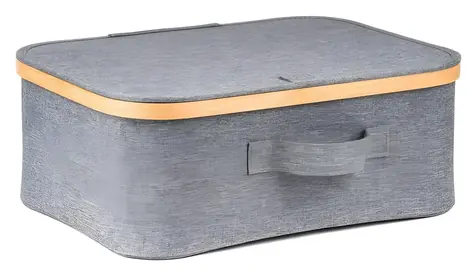 G21 Úložný box bambus šedý / Úložný box / S víkem / 40 x 30 x 15 cm