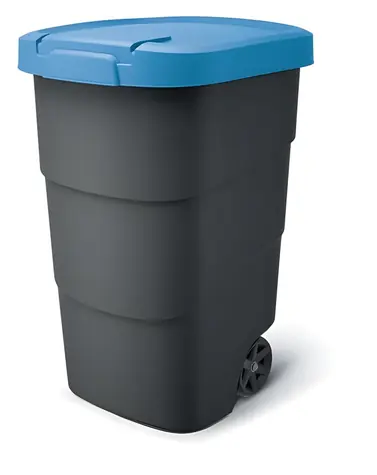 PROSPERPLAST Popelnice Wheeler 95 l antracit, modré víko / Plast / V 76,2 × Š 49,6 cm