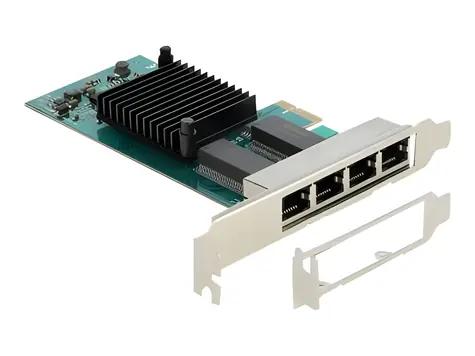 DeLock PCI Express x1 / Síťová karta / 4x Gigabit LAN RJ45 / Intel i350