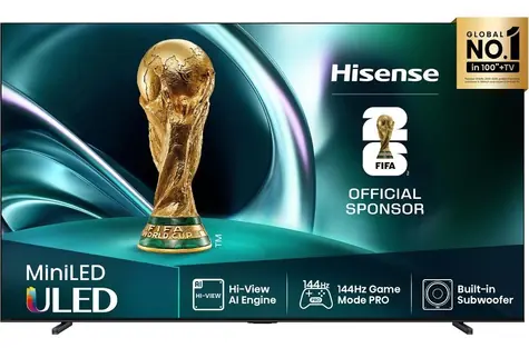 85" Hisense 85U7Q černá / Televize / Mini-LED QLED / UltraHD 4K / 144Hz / VIDAA / Wi-Fi
