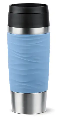 Emsa TRAVEL MUG Waves světle modrá / Cestovní termohrnek / 0,36 l / nerezová ocel
