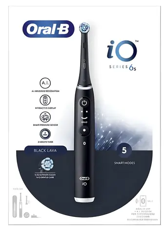 Oral-B iO Series 6s Black Lava / Elektrický zubní kartáček / Bluetooth / 5 režimů čištění / Interaktivní displej