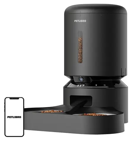 Petlibro Granary černá / Inteligentní dávkovač krmiva / kamera / dvojitá miska / 5 l / Wi-Fi