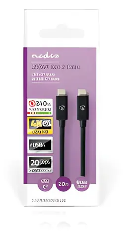 Nedis USB4 Gen 2x2 černá / Kabel USB-C - USB-C / 240 W / 8K 60Hz / 20 Gbps / 2 m