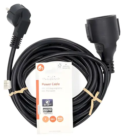 Nedis Prodlužovací napájecí kabel černá / Napájecí kabel / Schuko - Schuko / Úhlový - Přímý / 5 m