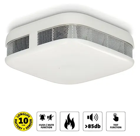 Alecto SA50 bílá / Detektor kouře / 2 ks / 10 let baterie / 85 dB