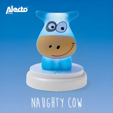 Alecto NAUGHTY COW modrá kráva / Dětské noční světlo / LED / 3x AA baterie