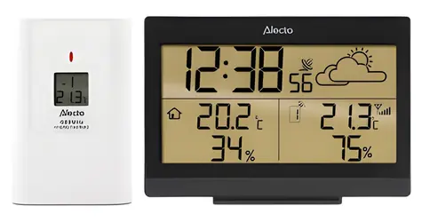 Alecto WS-2300 černá / Meteostanice / bezdrátový senzor / budík / podsvícený displej