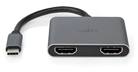 Nedis USB-C multiport adaptér 2 v 1 černá / USB-C hub / 2x HDMI / DisplayPort Alt Mode