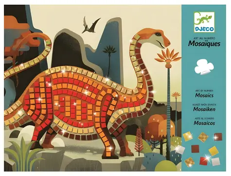 DJECO Mozaikové obrázky Dinosauři / Tvořivá mozaika / 2 obrázky / od 4 let