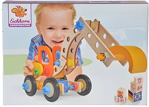 EICHHORN Dřevěná stavebnice Bagr Constructor / 90 dílků / dřevo / od 4 let