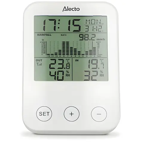 Alecto WS-1200 černá, šedá / Meteostanice / bezdrátový senzor / dosah 30 m / LCD 8,9 cm