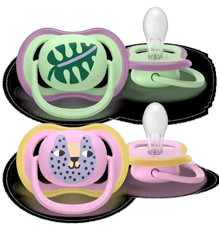 Philips Avent SCF087/13 růžová/zelená / Dudlík Ultra air / 6-18 m / dívka / 2 ks