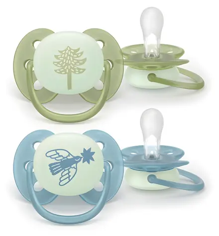 Philips Avent Ultrasoft Night SCF094/05 modrá, zelená / Dudlík / 18m+ / 2 ks