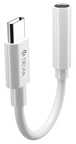 Devia Smart Series Adaptér USB-C na jack 3,5 mm bílá / Adaptér