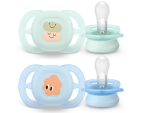 Philips Avent Ultra Start SCF075/14 modrá, zelená / Dudlík s obrázkem / 0-2 měsíce / 2 ks