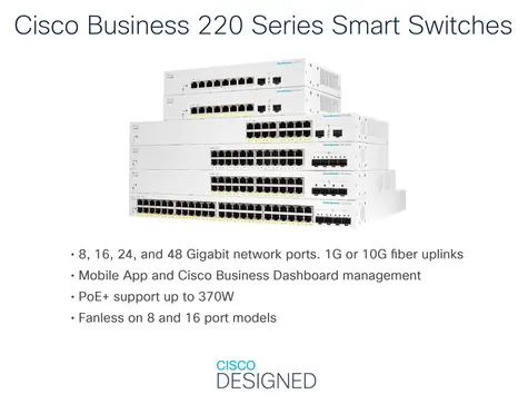 Cisco CBS220-16P-2G / Switch / 16x GbE PoE+ / 2x SFP / managed