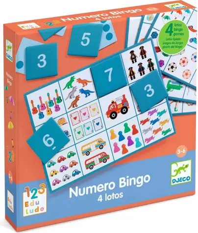 DJECO Hra Bingo 4v1 / Společenská hra / 4 varianty / od 4 let
