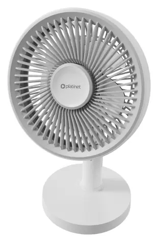 Platinet PRDF0576 bílo-šedá / Stolní ventilátor / akumulátor 1800 mAh / 12,5 cm / 3 rychlosti / USB-C