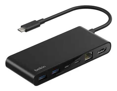 Belkin CONNECT USB-C Hub černá / Hub / 8v1 / 2x USB-C