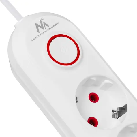 Maclean MCE394 W bílá / Prodlužovací kabel / 3x zásuvka + 3x USB / 2500 W / 1,5 m