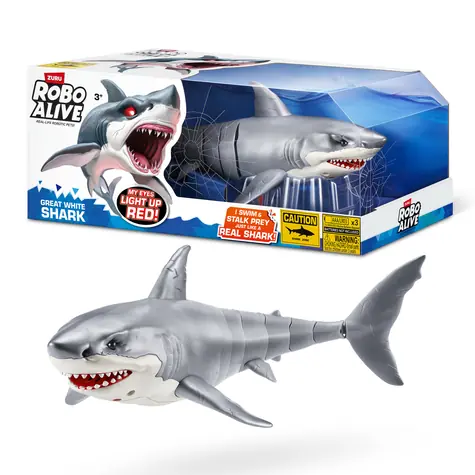 ZURU Robo Alive Velký bílý žralok / Interaktivní figurka / plave ve vodě / od 5 let / 3× baterie AAA