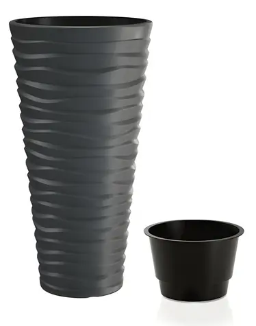 PROSPERPLAST Květináč SAND SLIM antracit 29,6 cm / Objem 22 l / Výška 52 cm / Plast