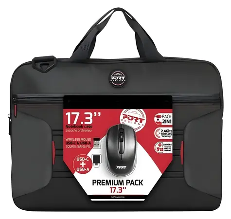 PORT DESIGNS Premium Pack 17.3" černá / Brašna na notebook / s bezdrátovou myší