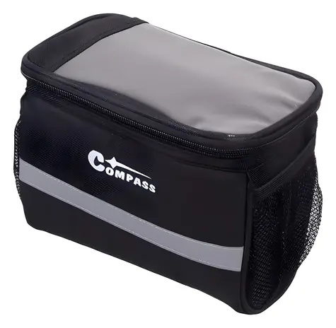 COMPASS Brašna na řídítka černá / Voděodolná / Reflexní prvky / Kapsa na telefon / Objem 3,5 l