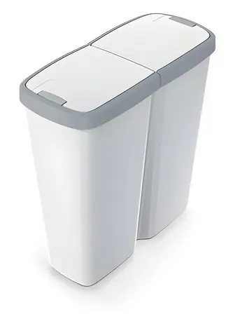 PROSPERPLAST Odpadkový koš COMPACTA Q DUO popelavá / 50 l / plast / světle šedé víko