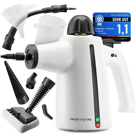ProfiCare DR 3145 černo-bílá / Parní čistič / 1050 W / 3,7 bar / 0,35 l