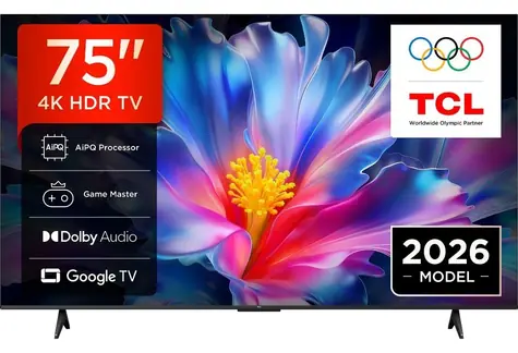 75" TCL 75P6L černá / Televize / 4K UHD / LED / Google TV / Wi-Fi / BT / HDMI