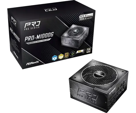 ASRock PRO-M1000G černá / Zdroj ATX / 1000 W / 80 PLUS Gold / ATX 3.1 / 135 mm