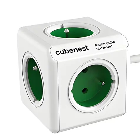PowerCube Extended zelená / Prodlužovací přívod / 230V / 1,5 m / 5x zásuvka
