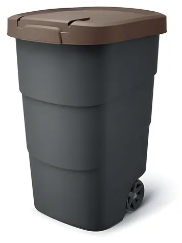 PROSPERPLAST Popelnice Wheeler 95 l antracit, hnědé víko / Plast / V 76,2 × Š 49,6 cm